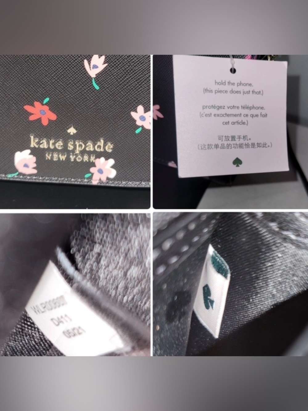 Kate Spade Staci Ditsy Buds Crossbody Bag Built-In Wallet Black Floral WLR00607 - Picture 2 of 16